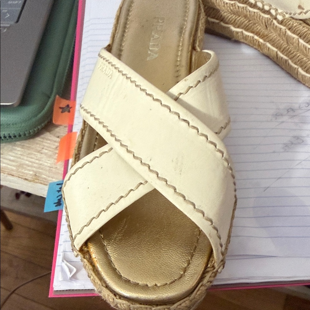 Prada Women's Cream Espadrille Slides - Picture 3 of 8